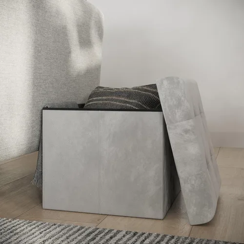 Miniatura 2 de Lavish Home - Otomana de almacenamiento, reposapiés copetudo, copetudo de terciopelo, copetudo de lino o organizador de almacenamiento con tapa