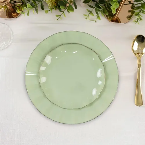 Miniatura 35 de Efavormart - Platos de cena de 11 pulgadas – Juego de 10 platos desechables redondos de plástico negro con borde dorado rizado – Vajilla elegante