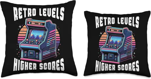 Miniatura 3 de Retro Vintage 80s Arcade Nostalgia Pixel Art Video Games Throw Pillow
