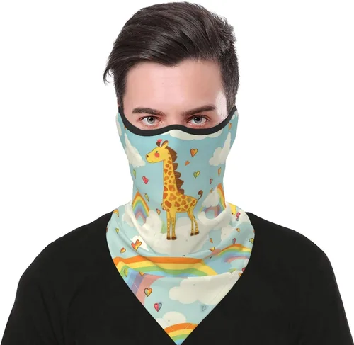 Miniatura 10 de Máscara de cuello para hombres y mujeres, protección solar UV, resistente al viento, bandana jirafa arco iris, cubierta facial, bufanda