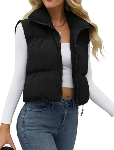 Miniatura 4 de JZC Women's Crop Puffer Vest Lightweight Sleeveless Jacket 2023 Fashion Winter Outerwear Padded Gilet