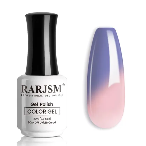 Miniatura 26 de RARJSM Esmalte de uñas en gel que cambia de color Nude Translucido Rosa a Rojo Berry, cambio de temperatura de estado de ánimo térmico, degradado