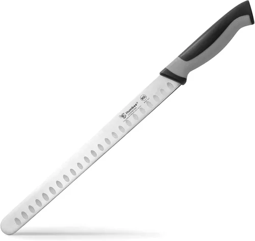 Miniatura 11 de Cuchillo de chef de 8 pulgadas con borde Granton para rebanar jamón y carne de pavo Certificado NSF Hoja de acero inoxidable alemán Mango