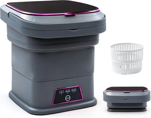 Miniatura 11 de Lavadora portátil, 16L mejorada con cesta giratoria, pequeña lavadora portátil para ropa interior, ropa delicada y ropa ligera, adecuada