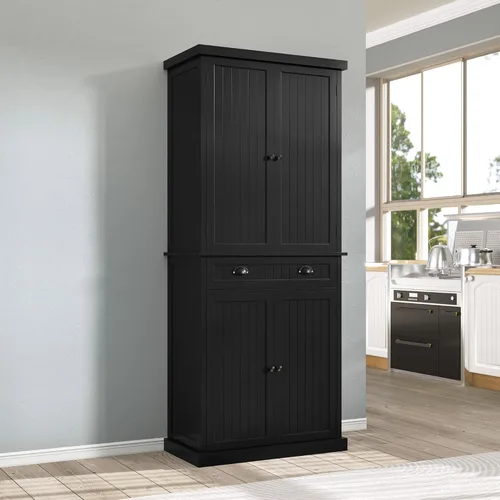 ARTPOWER Armario de almacenamiento de despensa de cocina de 72 pulgadas de alto con cajón y estantes ajustables, armario de despensa para cocina,