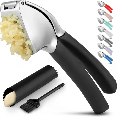 Miniatura 10 de Zulay Kitchen Comfort Grip Prensa de ajos, herramienta para picar ajos, trituradora de ajos, prensa de ajo a prueba de óxido, con mango ergonómico
