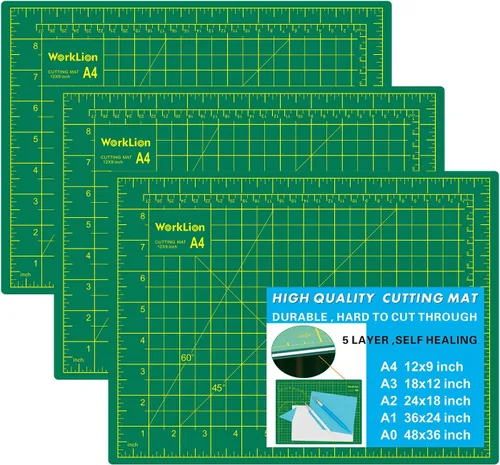 Miniatura 11 de WORKLION Alfombrilla de corte de PVC autorreparable de 12" x 18" para arte, doble cara, tabla de corte giratoria con cuadrícula para manualidades