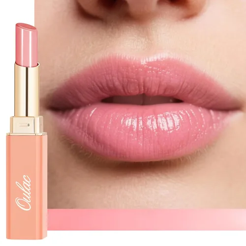 Miniatura 11 de Oulac Lápiz Labial Rosa Hidratante con Brillo - Lápiz Labial Hidratante Bálsamo Labial Tintado Brillante, Acabado Brillante Transparente Jugoso