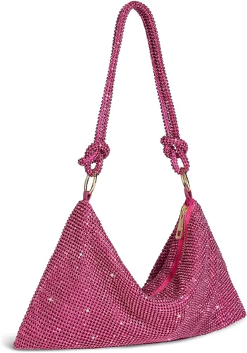 SWEETV Sparkly Rhinestone Purse for Women Silver Clutch Purse Small Glitter Handbags for Weddings, Prom,and Parties