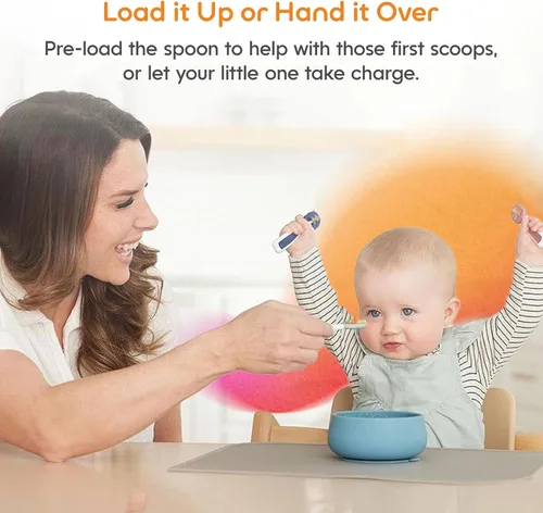 Miniatura 5 de NumNum Juego de cucharas para bebé, utensilios pre-cuchara GOOtensils para bebés de 6+ meses, primeras cucharas de autoalimentación para destete 18