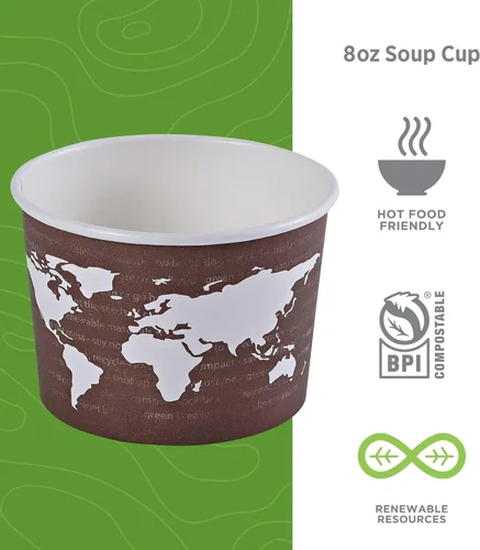 Miniatura 4 de Eco-Products, Inc Recipientes para sopa con diseño del mundo, Mixto, 1000