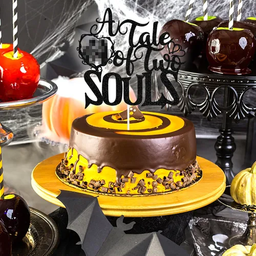Miniatura 3 de Decoración para tartas con purpurina negra "A Tale of Two Souls", "Till Death/Till Death Do Us Party/About Damn Time", decoración temática