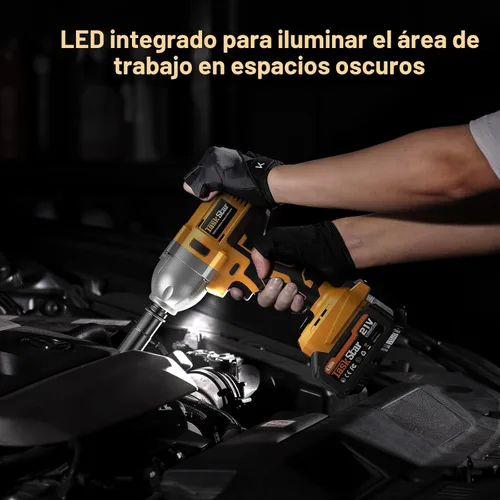Miniatura 4 de TaskStar Llave de impacto inalámbrica de 740 pies-libras (1000N.m) 3300RPM pistola de impacto de alto par de 1/2 pulgada, destornillador de impacto