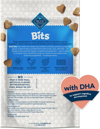 Miniatura 2 de Blue Buffalo Bits Golosinas suaves para entrenamiento para perros, hechas con ingredientes naturales y mejoradas con DHA, receta de pollo, bolsa
