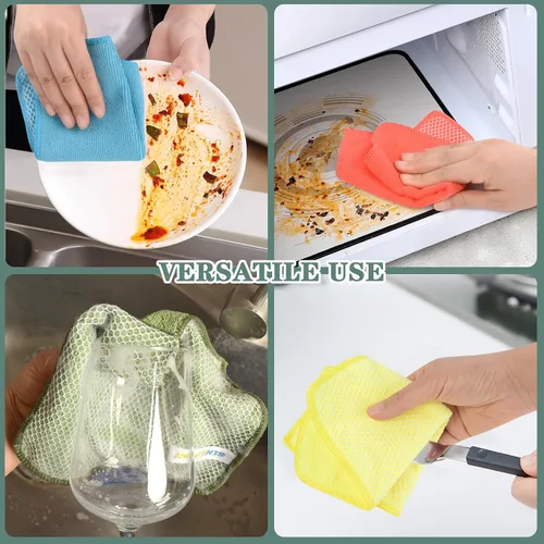Miniatura 5 de SINLAND Paño de microfibra para lavar platos, trapos de platos, el mejor paño de cocina para lavar, paños de limpieza con lado abrasivo de polímero
