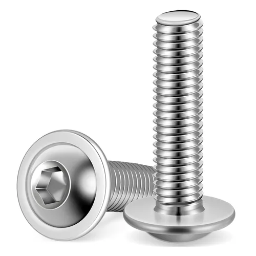 Miniatura 10 de Tornillos de cabeza de botón con brida M5 x 0.472 in, acero inoxidable 18-8 (304), totalmente roscado, unidad de enchufe Allen, 100 unidades plateado