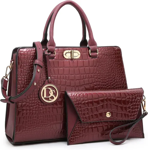 Dasein Bolsos de mano para mujer, bolsos de mano con asa superior, bolsos de trabajo, bolsos de hombro con embrague a juego, juego de 2 piezas