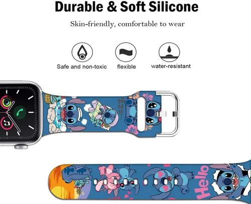 Miniatura 3 de Compatible con Apple Watch Band Stitch Holiday Pink Couple de 1.929 in/1.811 in/1.772 in/1.732 in/1.654 in (Serie 3 2 1) Correa mágica de silicona