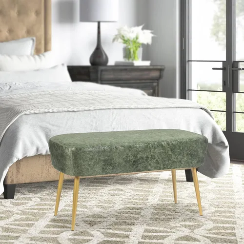 Miniatura 9 de Homebeez Banco otomano de terciopelo de 35 pulgadas de largo, banco otomano de cama auxiliar con patas de metal dorado, tocador para entrada, sala