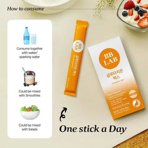 Miniatura 3 de BB LAB Glutatión Max Powder Stick Supplement, Corea Glutatión, Colágeno de Pescado Bajo Molecular para Mujer, Vitamina C, Absorción Rápida