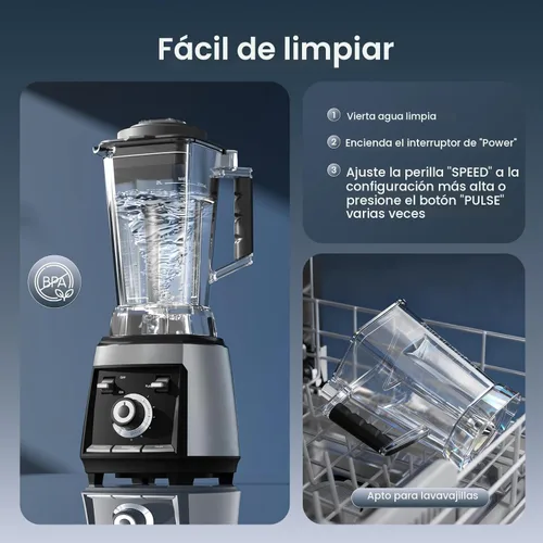 Miniatura 5 de Sakgos Licuadoras para cocina, licuadora de batidos de 1800 W, licuadora profesional de alta velocidad para encimera con cuchillas de acero