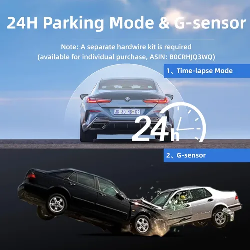Miniatura 5 de Miofive - Cámara para auto de 4K de resolución, WiFi, Bluetooth, cámara de tablero con GPS, pantalla IPS de 3 pulgadas, visión nocturna, grabación