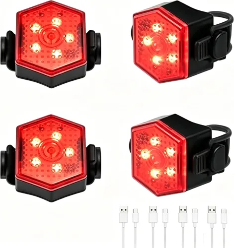 Bike Tail Light Bicycle Rear Light USB-C Rechargeable LED Cycling Safety Flashlight with 4 Light Mode for Road Mountain Night Riding & Adults Men