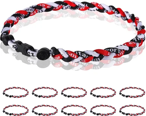Miniatura 11 de Paquete de 12 Collares de Béisbol de 18 Pulgadas, Regalo de Equipo para Fanáticos de Béisbol, Diseño de Cuerda Tornado de Titanio Triple Trenzado