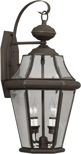 Miniatura 10 de Livex Lighting 2261-91 Georgetown - Farol de pared para exteriores, 2 luces, níquel cepillado