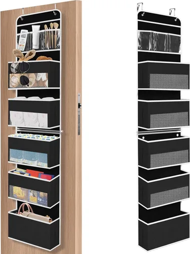 Miniatura 7 de SpaceHacks Paquete de 1 Organizador Sobre la Puerta, Organizador de Almacenamiento Colgante con Ventana Transparente, 40 lb Ultra Resistente Gris
