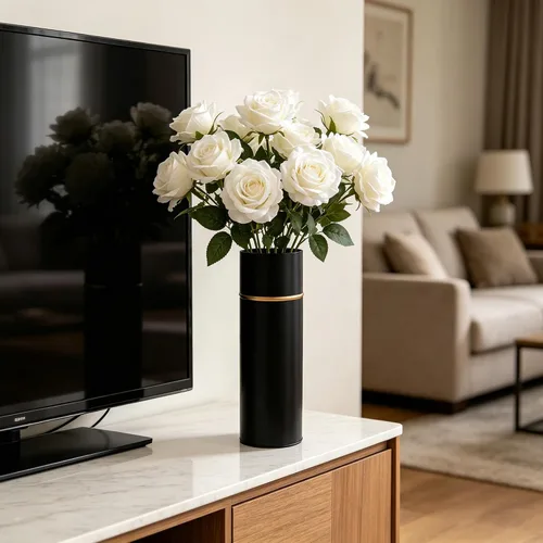Miniatura 6 de Hosley Jarrón de metal galvanizado con forro de PVC, 4 pulgadas de diámetro x 14 pulgadas de alto, regalo ideal para arreglos florales, bodas