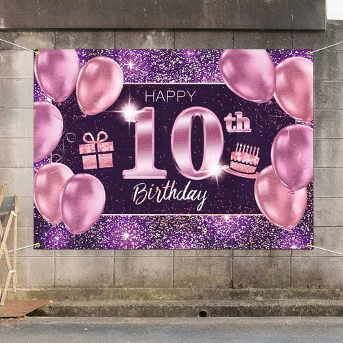 Miniatura 6 de pancarta grande rosa con texto en inglés “Happy Birthday