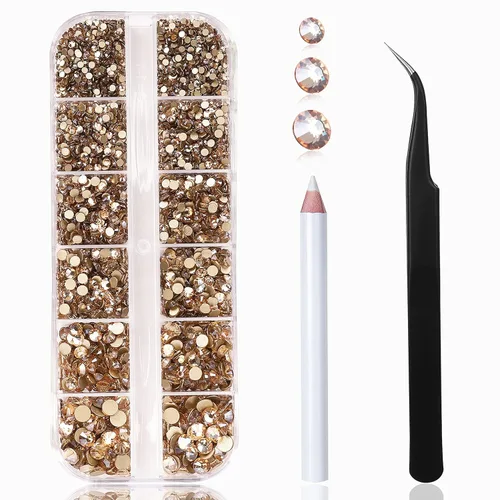 Miniatura 22 de 2400 diamantes de imitación para arte de uñas, gemas de diamantes de imitación rojos con parte trasera plana, cristal redondo, siam, 6 tamaños