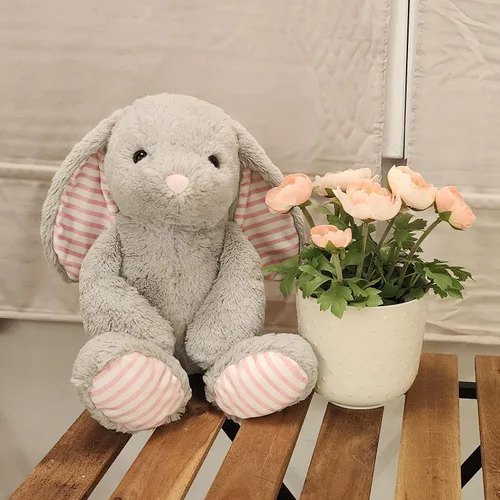 Miniatura 9 de WEIGEDU Conejos grises de peluche para niños, niñas y niños, juguetes de felpa para bebés, regalo de cumpleaños y hora de dormir, 45 cm