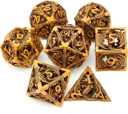 Miniatura 9 de DND - Juego de dados de metal, dados poliédricos de Calabozos y Dragones, juego de dados poliédricos para juegos de rol, juego de dados poliédricos