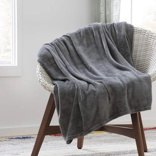 Linenspa Manta de forro polar de franela, súper suave, transpirable, lavable a máquina, poliéster, varios colores disponibles, gris, manta (50 x 60