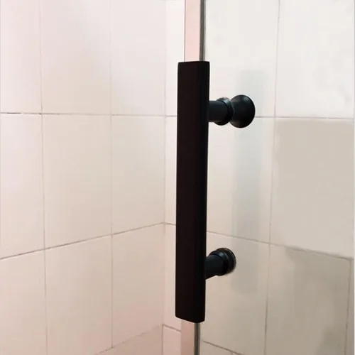 Miniatura 4 de Manija de puerta de ducha de acero inoxidable negro mate, tirador de cristal de ducha, botón de perilla de puerta, barra de toalla de cromo pulido