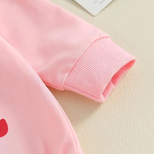 Miniatura 63 de SOLILOQUY Traje de manga larga con cuello redondo para el primer día de San Valentín para bebé niño y niña, mameluco de corazón de amor