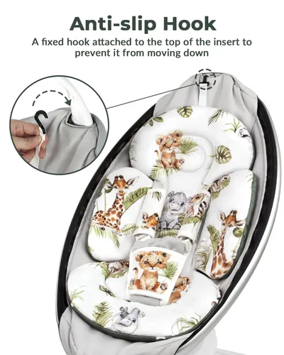 Miniatura 5 de Inserción para bebé Compatible con columpio 4moms Mamaroo y silla de auto para bebé, incluye 3 bolas de repuesto, inserción reversible para recién