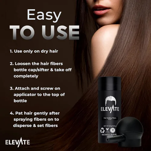 Miniatura 6 de ELEVATE Kit 2 en 1 de perfeccionamiento del cabello El juego incluye fibras espesadoras naturales y boquilla aplicadora de spray Oculta y espesa