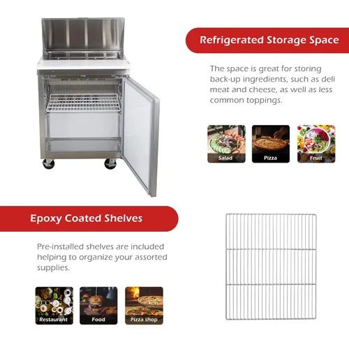 Miniatura 6 de Atosa MSF8301GR - Refrigerador de mesa de preparación de sándwiches y ensaladas de 27 pulgadas para restaurante, hotel, delicatessen, cafetería, 1