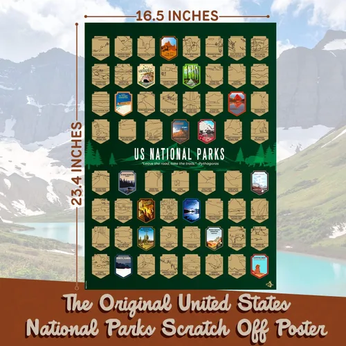 Miniatura 4 de Póster original para raspar los parques nacionales de Estados Unidos con herramienta de rascar, paquete de tubo a prueba de daños listo para regalo