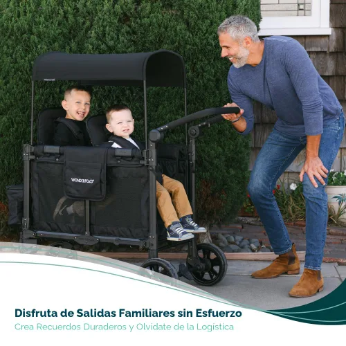 Miniatura 2 de WONDERFOLD W2 Elite Pro Cochecito Vagón (2 Asientos) – Cochecito Vagón Plegable con Asientos con Arneses de 5 Puntos, Mango de Empuje Ajustable