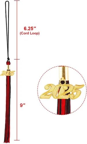 Miniatura 23 de Borla 2025, 1 unidad, borla de graduación para graduados 2025, borla 2025 con dijes de fecha dorada 2025 para fiestas de graduación, ceremonias
