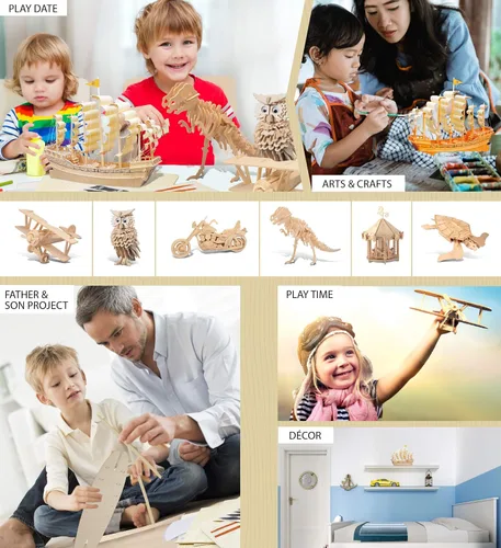 Miniatura 5 de Puzzled, Inc. Rompecabezas de madera natural 3D - Velero antiguo