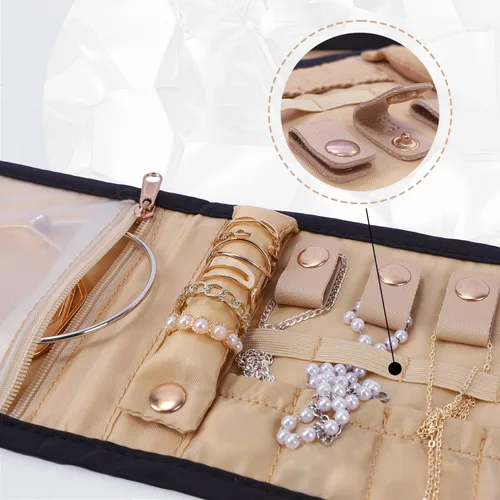 Miniatura 6 de emissary Organizador pequeño de viaje para joyas, para collares, aretes, anillos, pulseras, almacenamiento de joyas, almacenamiento de aretes