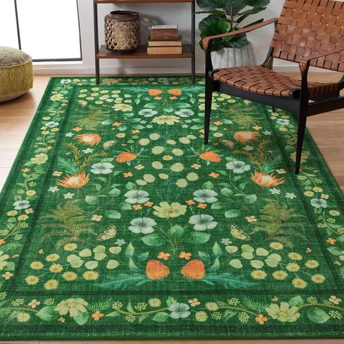 Miniatura 16 de Przemy Alfombra de Pasillo para Dormitorio, 2x6 pies Alfombra Lavable Antideslizante, Pequeña Alfombra Floral para Entrada, Pasillo, Cama de Niñas