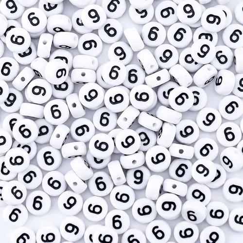 Miniatura 24 de 300 piezas de cuentas de número 0 redondas de 4x7mm, cuentas de número acrílico individual para hacer pulseras con dijes Redondo - 0