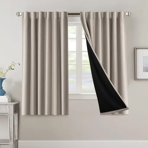 Miniatura 79 de H.VERSAILTEX Cortinas 100% opacas para dormitorio con forro negro, cortinas de oscurecimiento de habitación completa, con aislamiento térmico