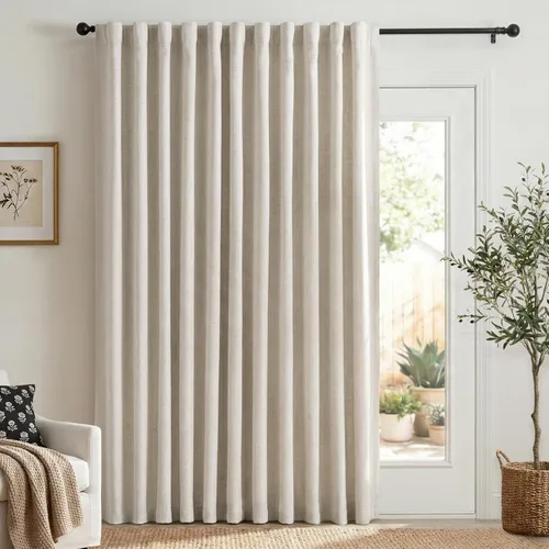 Miniatura 17 de 100% Blackout Shield - 2 cortinas opacas de lino, con presillas traseras/bolsillo para cortinero y aislamiento térmico, para el hogar, 50 pulgadas